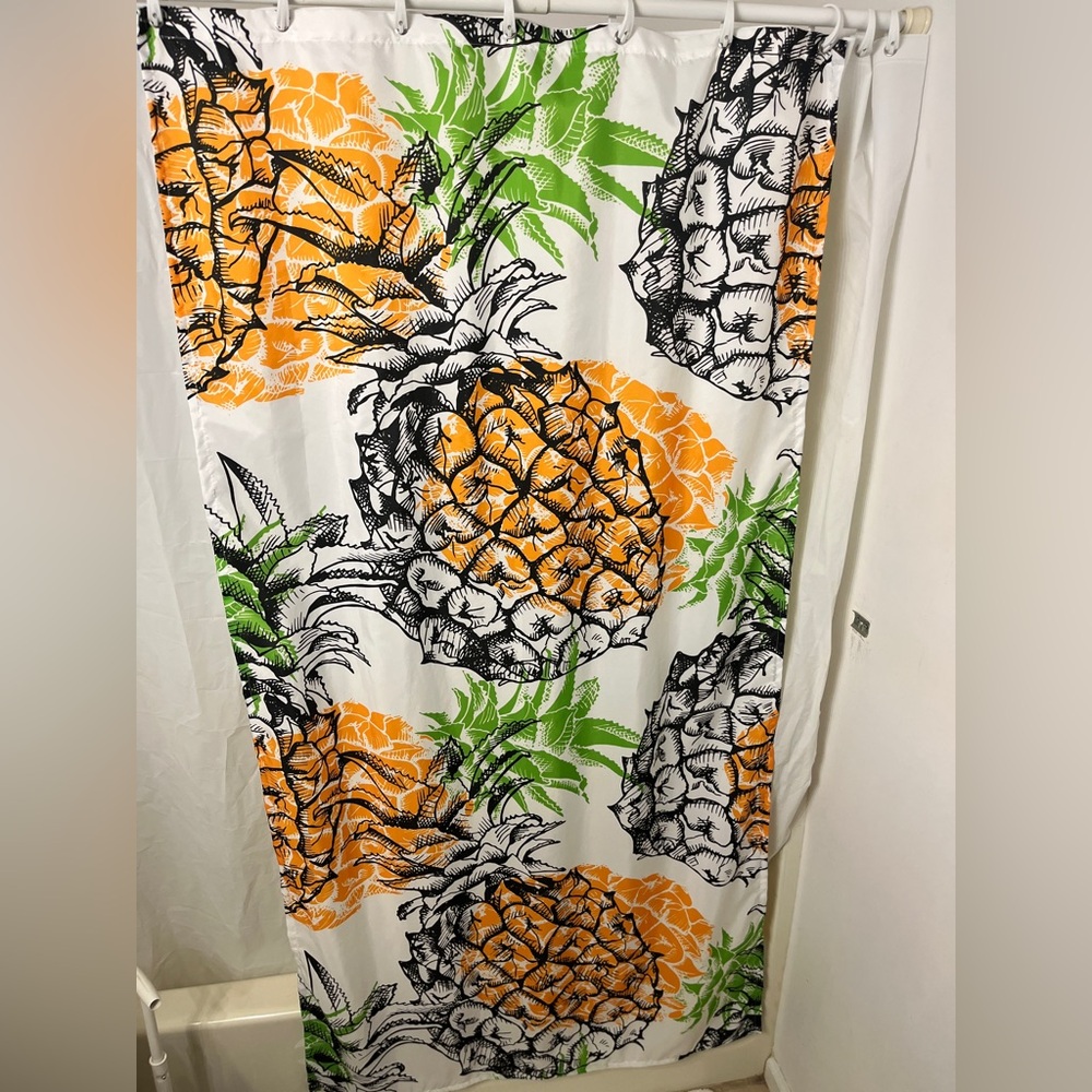 Pineapple Bathroom Decor single Shower Curtain pineapple rug & 2 pictures Dorm